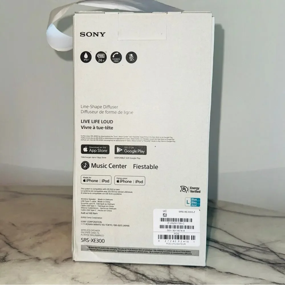 NEW SONY XE300 Portable Bluetooth Speaker Waterproof 25hr Battery Blue NIB